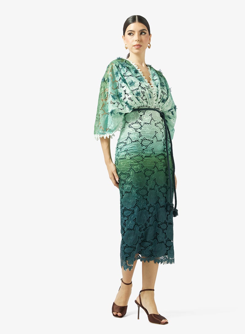 Threadz by Ajooni Floral Lace Midi Dress - Image 1